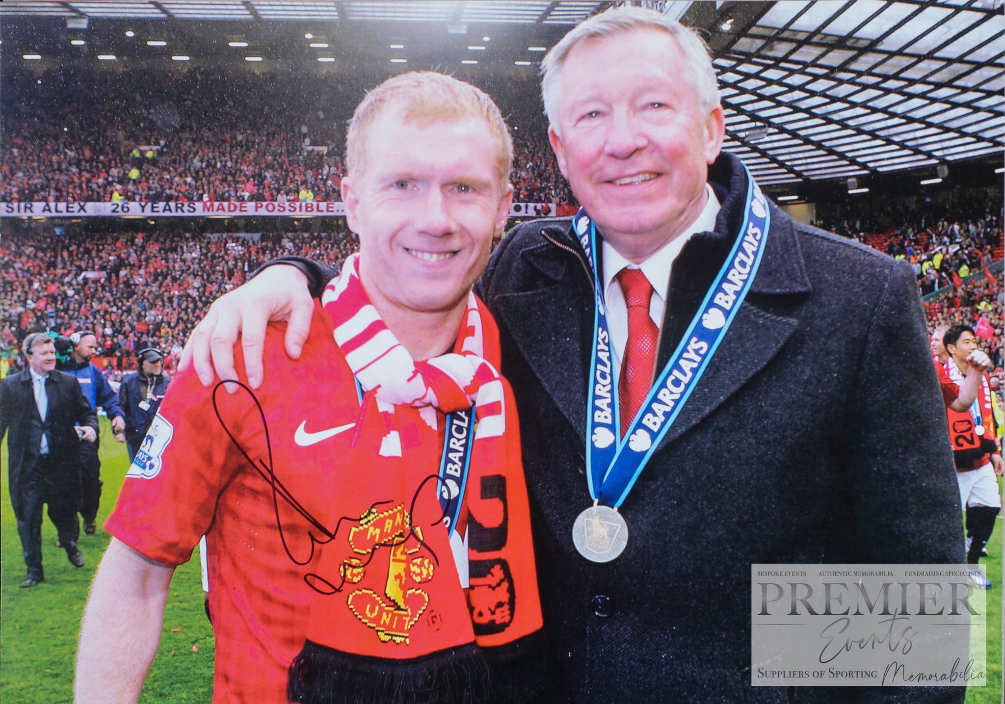 Paul Scholes & Alex Ferguson Signed Photo