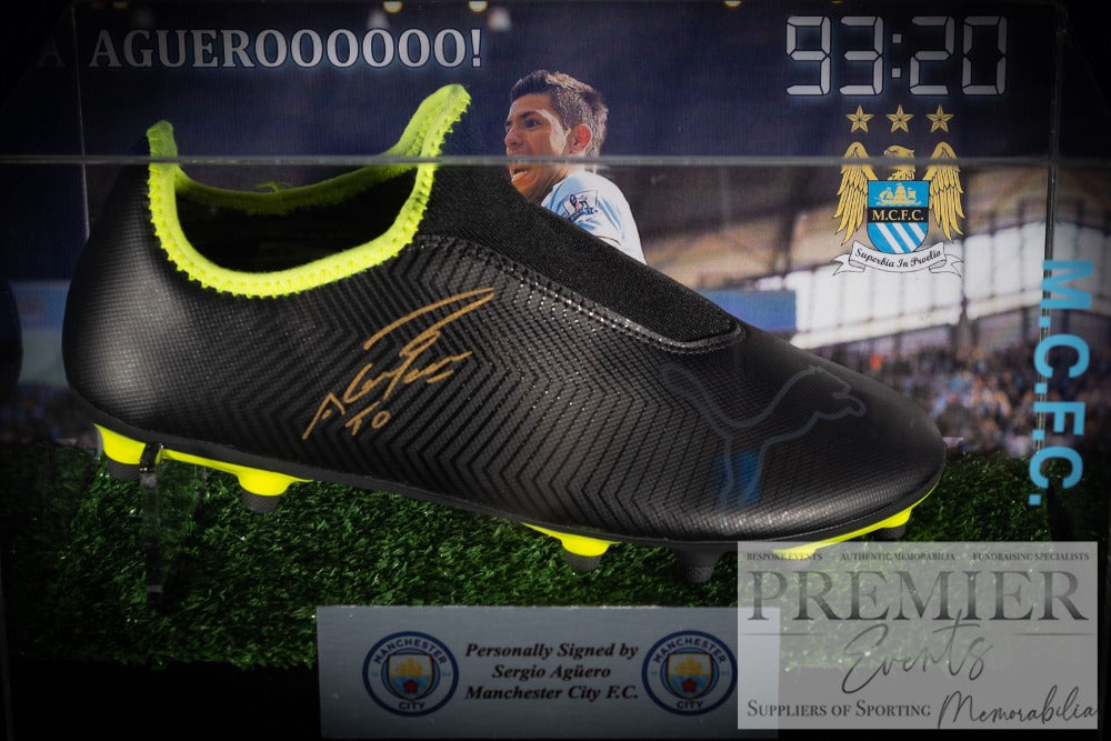 Sergio Aguero Manchester City Signed Boot